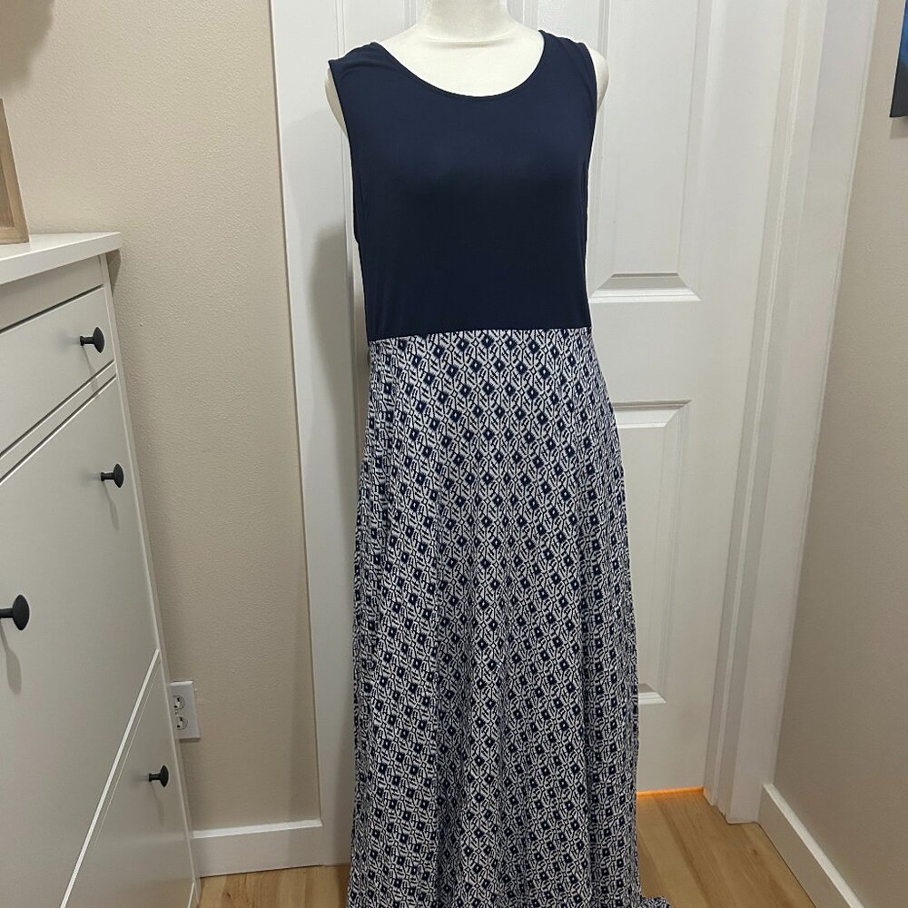 Market & Spruce Blue Patterned Sleeveless Maxi Dress - XL